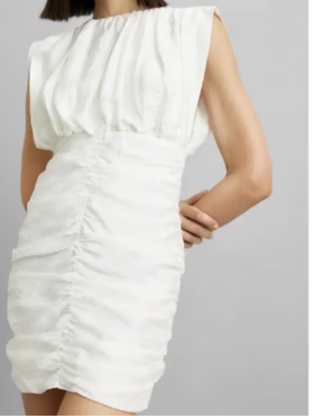 Sandro Cream/White Ruched Sleeveless Mini Dress, Size 34/Small, EUC - Picture 2 of 3